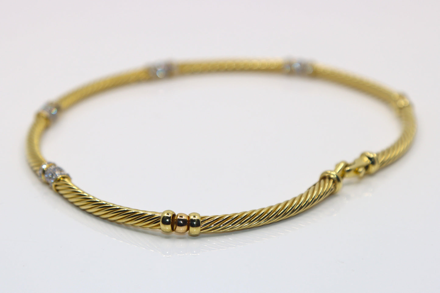 DAVID YURMAN 18K GOLD CABLE TWIST DIAMOND PAVE NECKLACE
