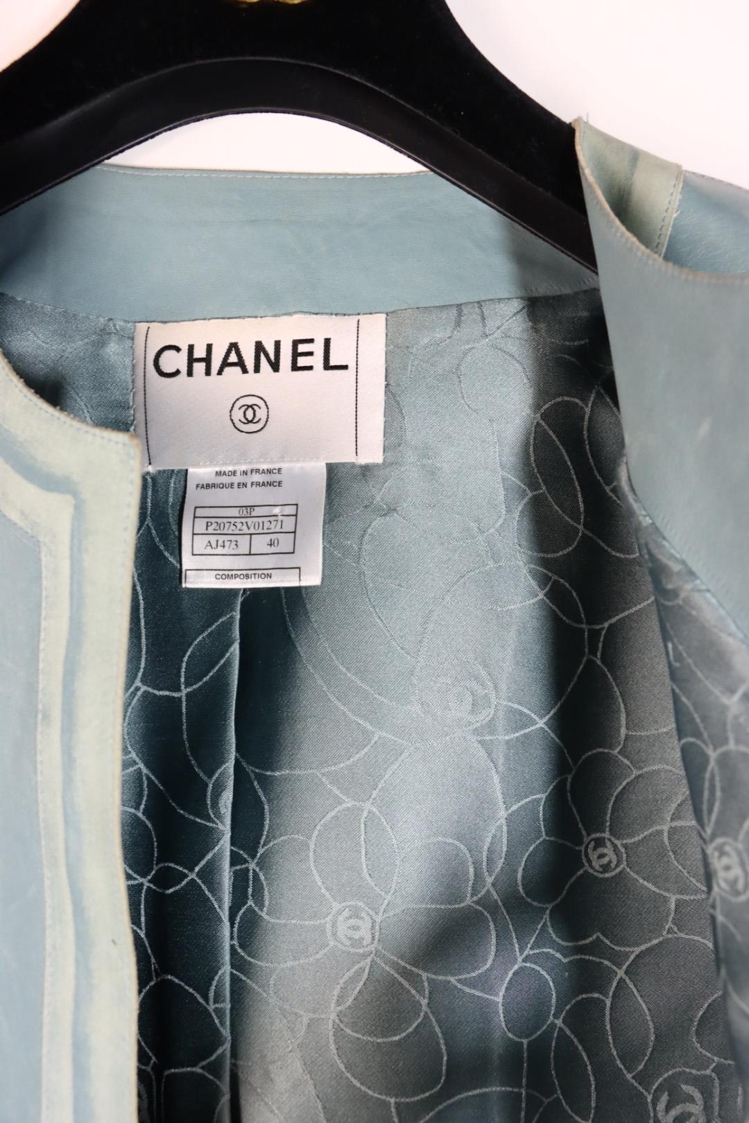 Vintage Chanel Blue Leather Biker Jacket