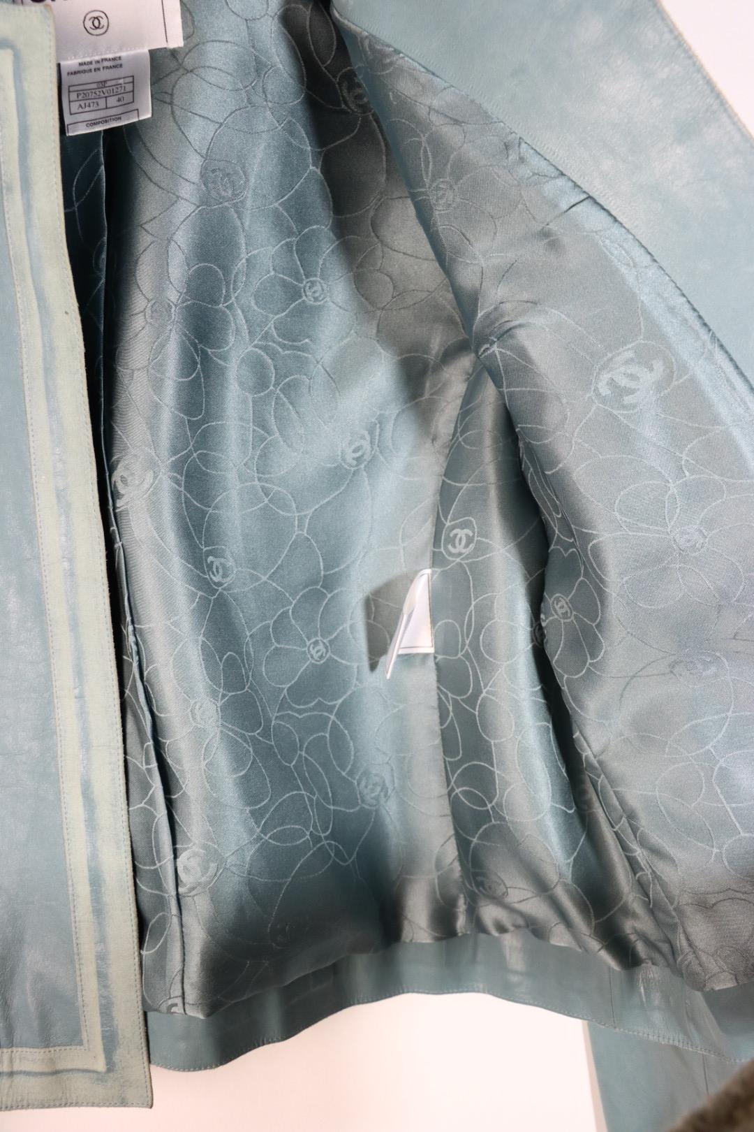 Vintage Chanel Blue Leather Biker Jacket
