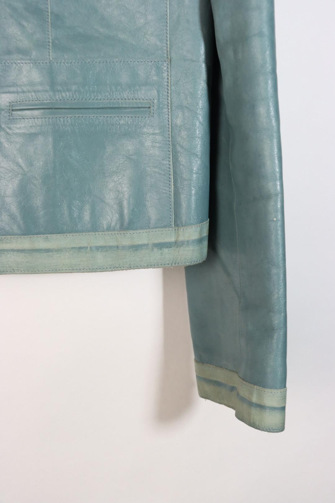 Vintage Chanel Blue Leather Biker Jacket