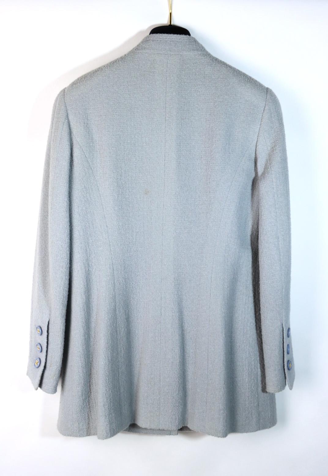 Vintage 1997 Chanel Baby Blue Tweed Jacket