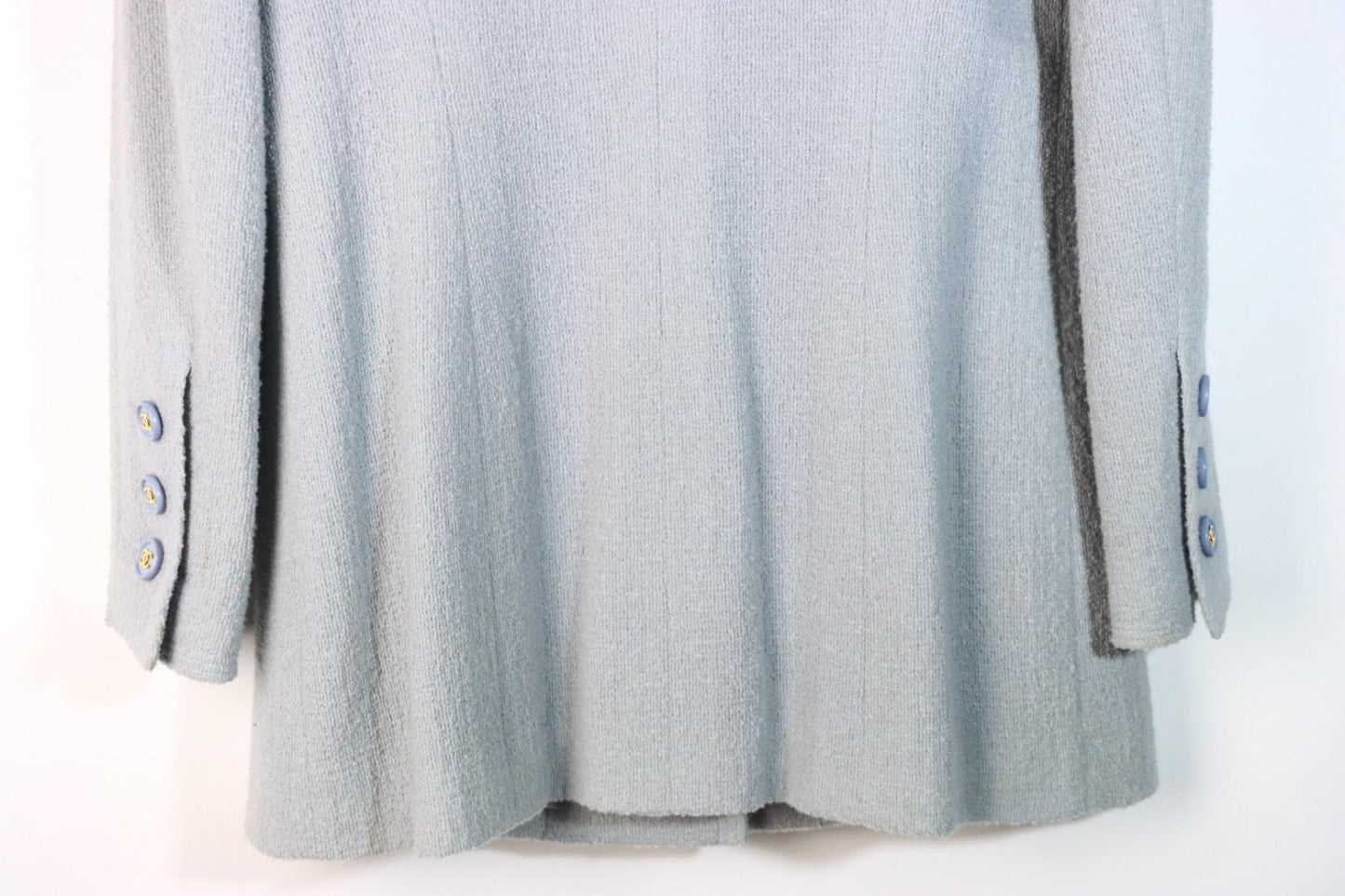 Vintage 1997 Chanel Baby Blue Tweed Jacket