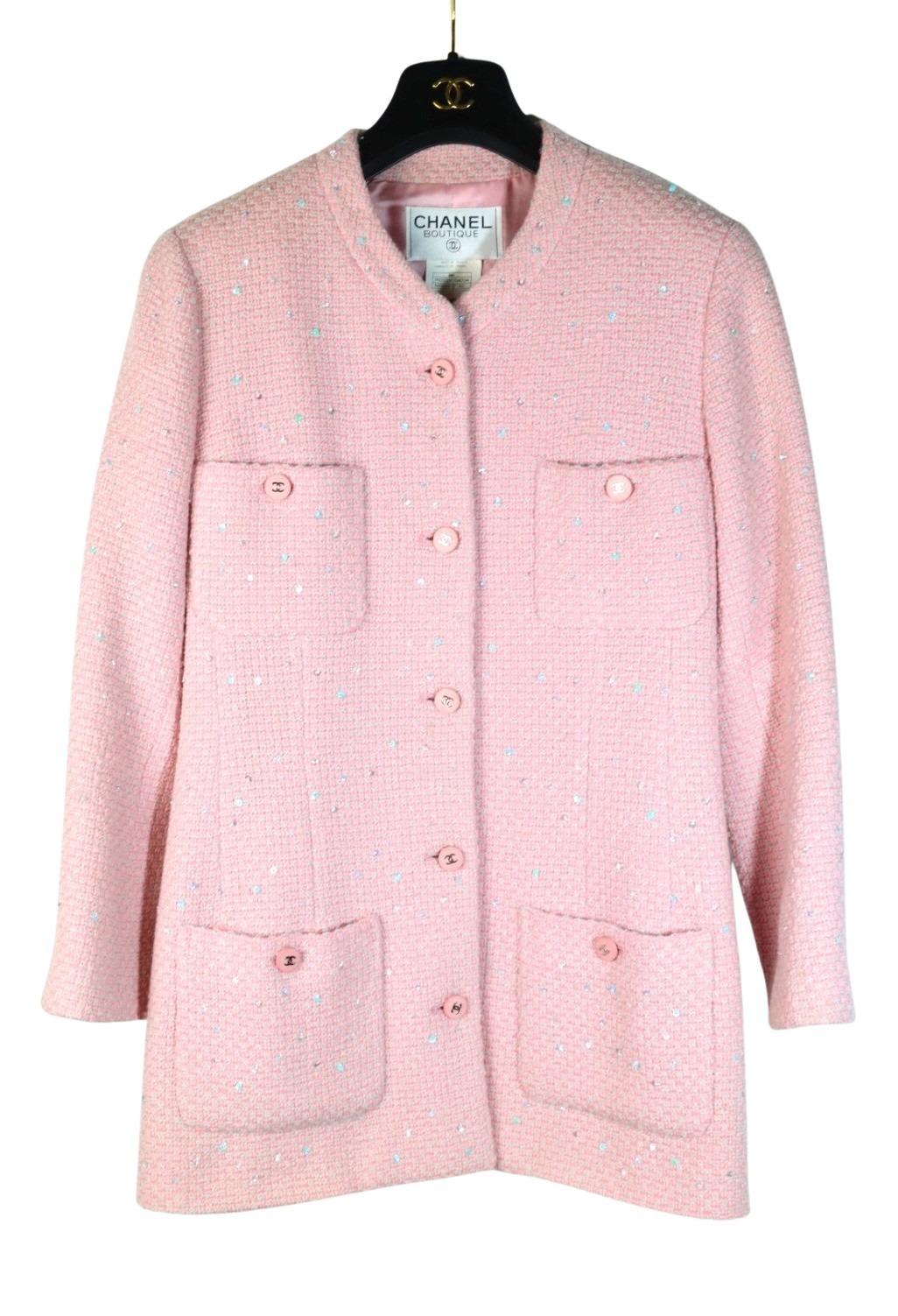 Vintage 1996 Chanel Pink Wool Long Jacket