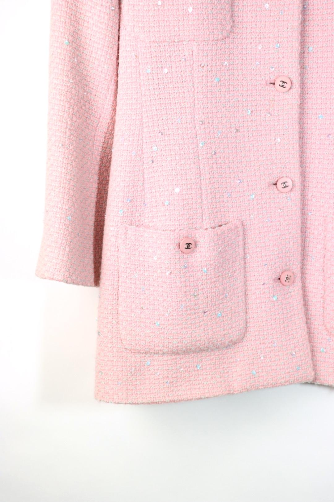 Vintage 1996 Chanel Pink Wool Long Jacket