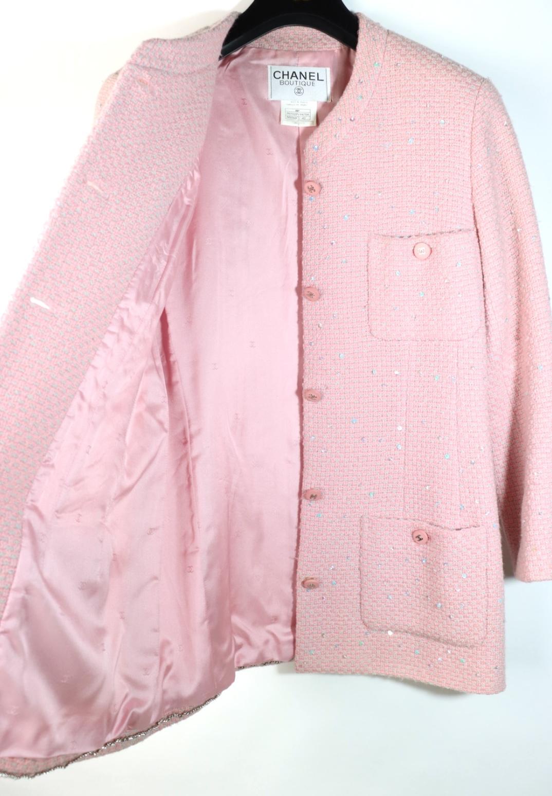 Vintage 1996 Chanel Pink Wool Long Jacket