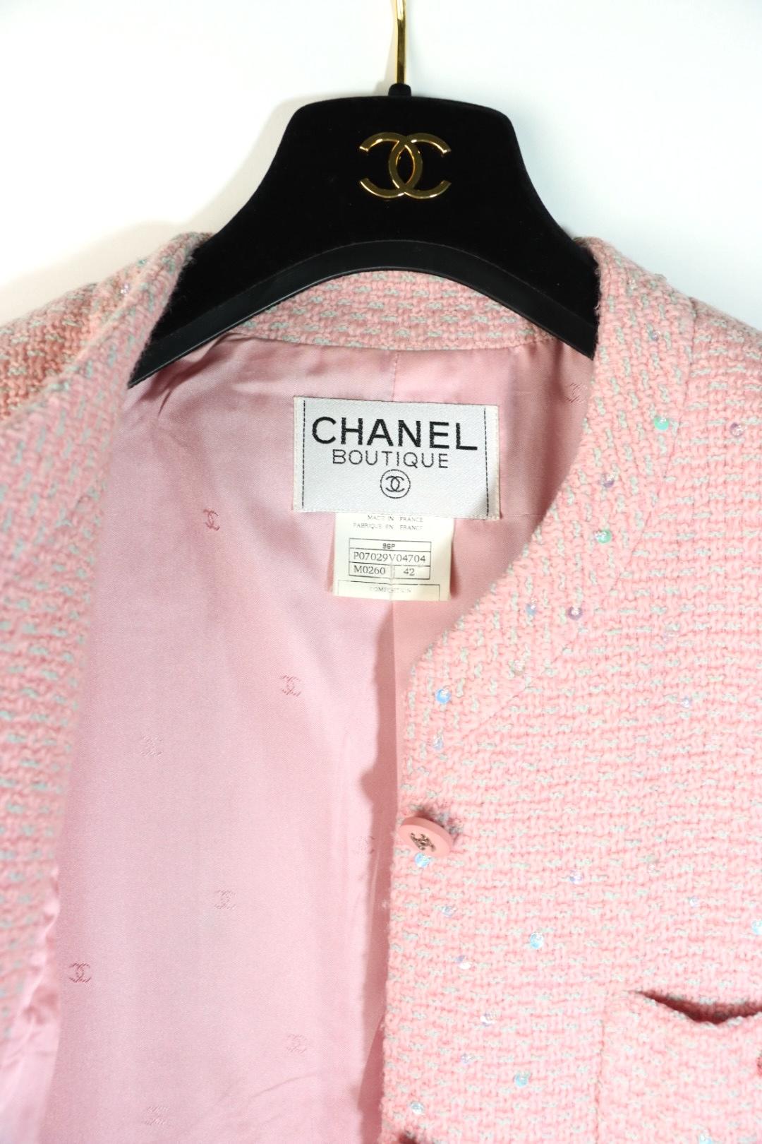 Vintage 1996 Chanel Pink Wool Long Jacket