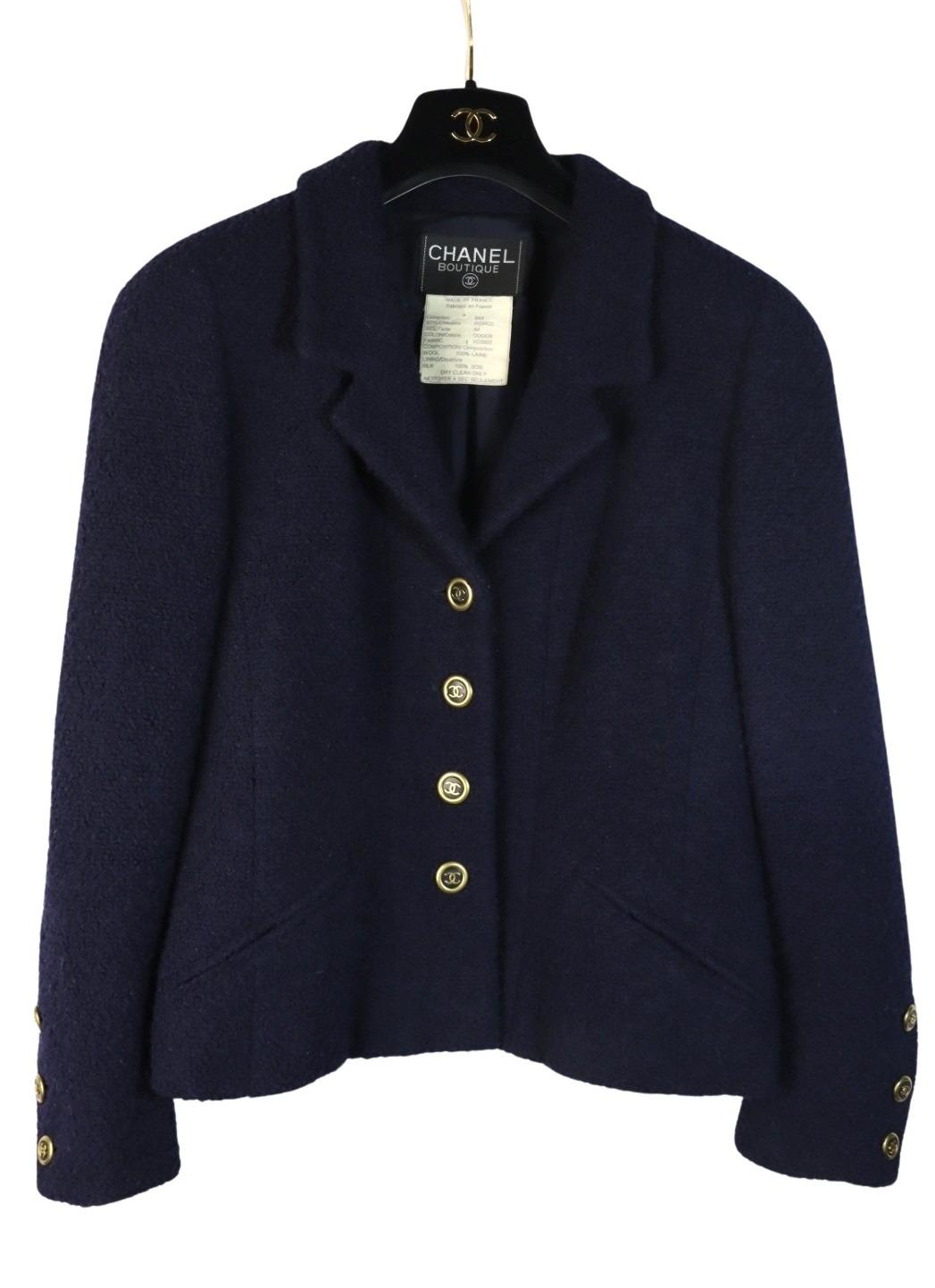 Vintage 1994 Chanel Boutique Navy Two-Piece Skirt Suit
