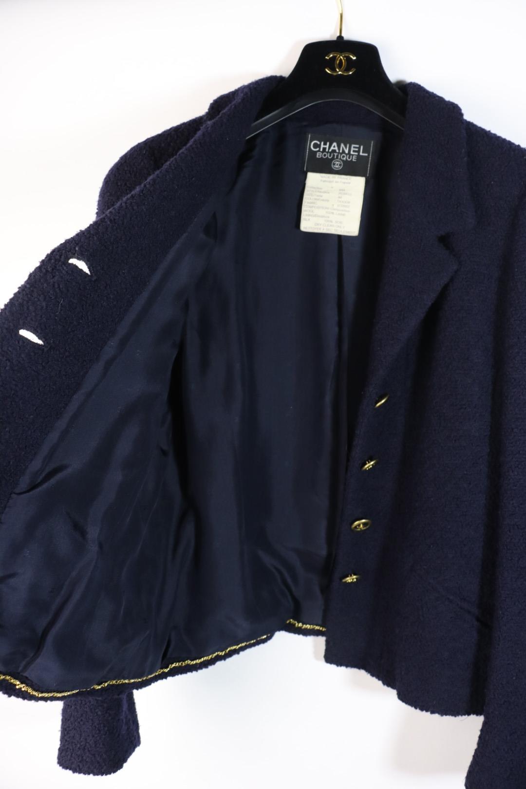 Vintage 1994 Chanel Boutique Navy Two-Piece Skirt Suit