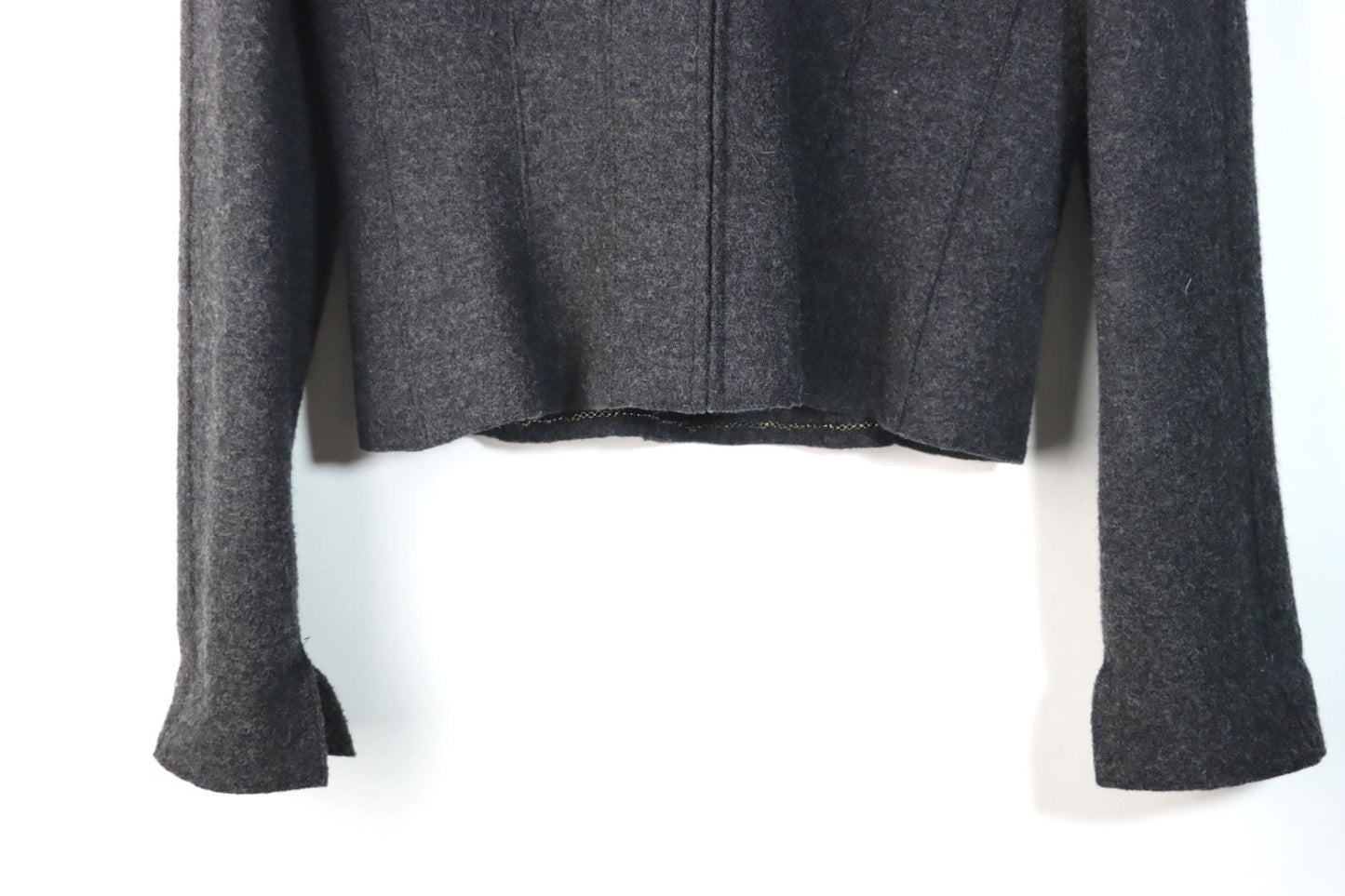 Vintage 1999 Chanel Gray Wool Jacket Suit