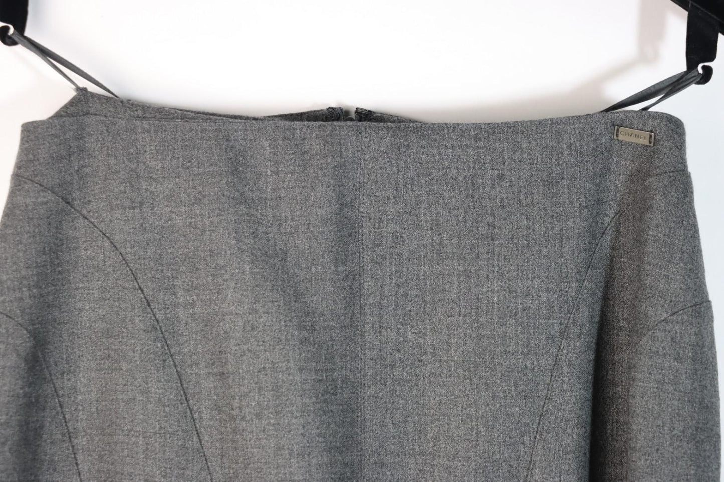 Vintage 1999 Chanel Gray Wool Jacket Suit
