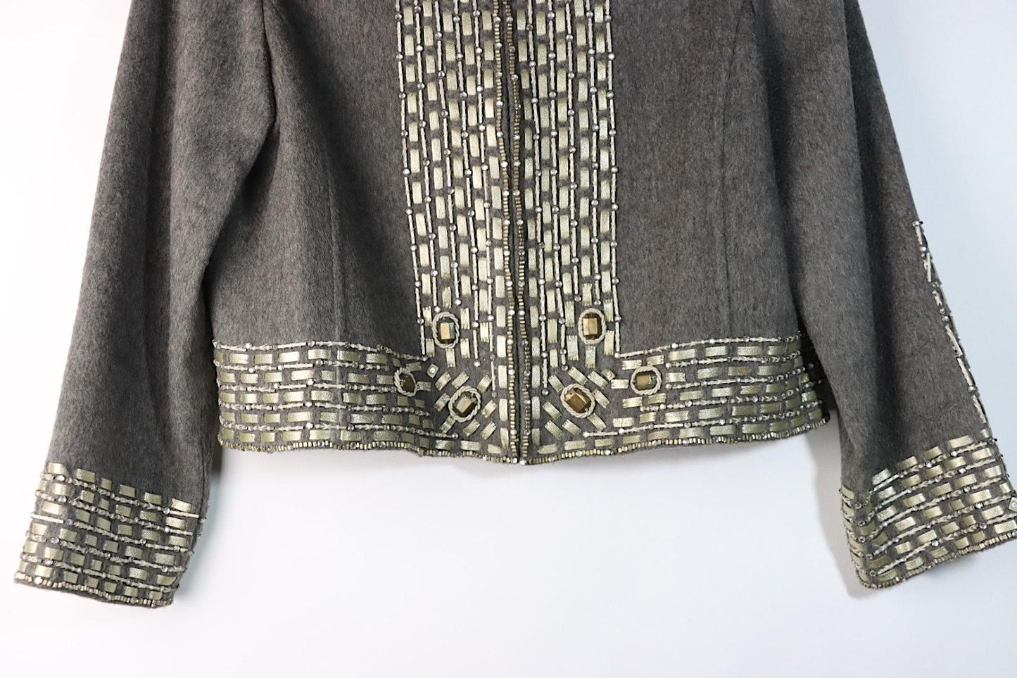 Vintage Oscar De La Renta Grey Embellished Jacket