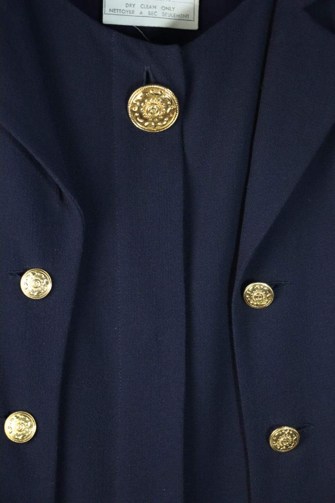 Vintage Chanel Navy Short Sleeve Dress Suit