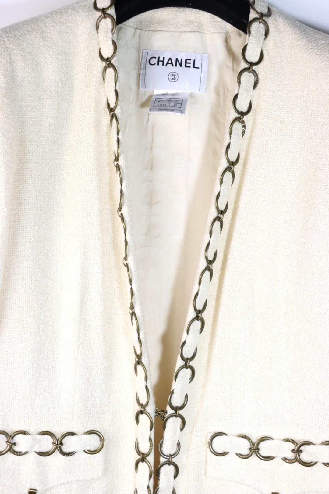 Vintage 2002 Chanel Chain White Jacket Pant Suit