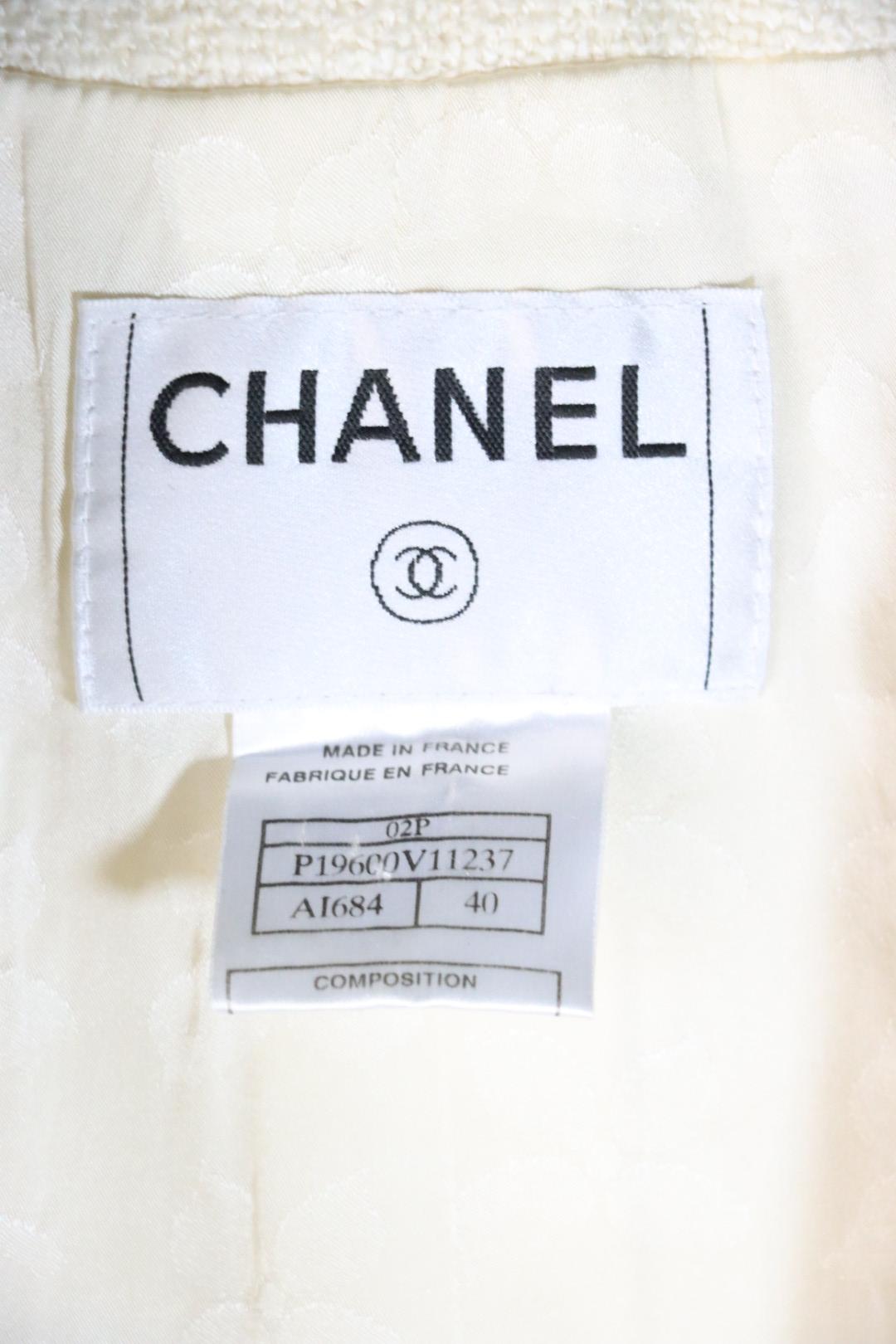 Vintage 2002 Chanel Chain White Jacket Pant Suit