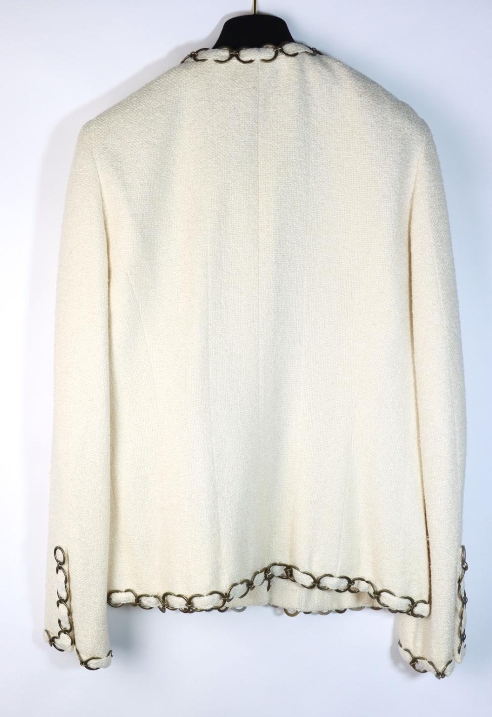 Vintage 2002 Chanel Chain White Jacket Pant Suit
