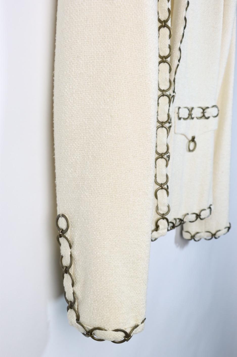 Vintage 2002 Chanel Chain White Jacket Pant Suit
