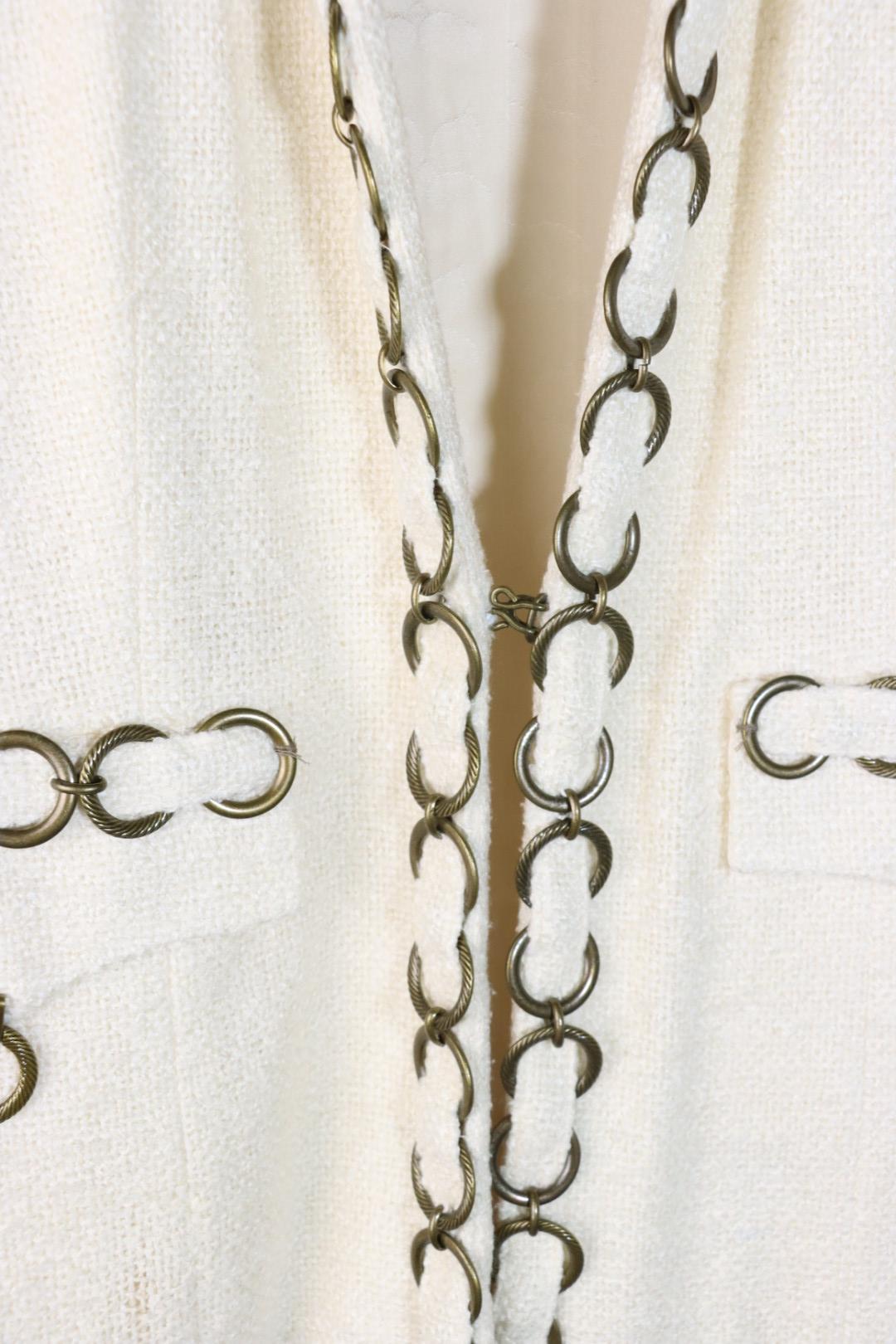 Vintage 2002 Chanel Chain White Jacket Pant Suit