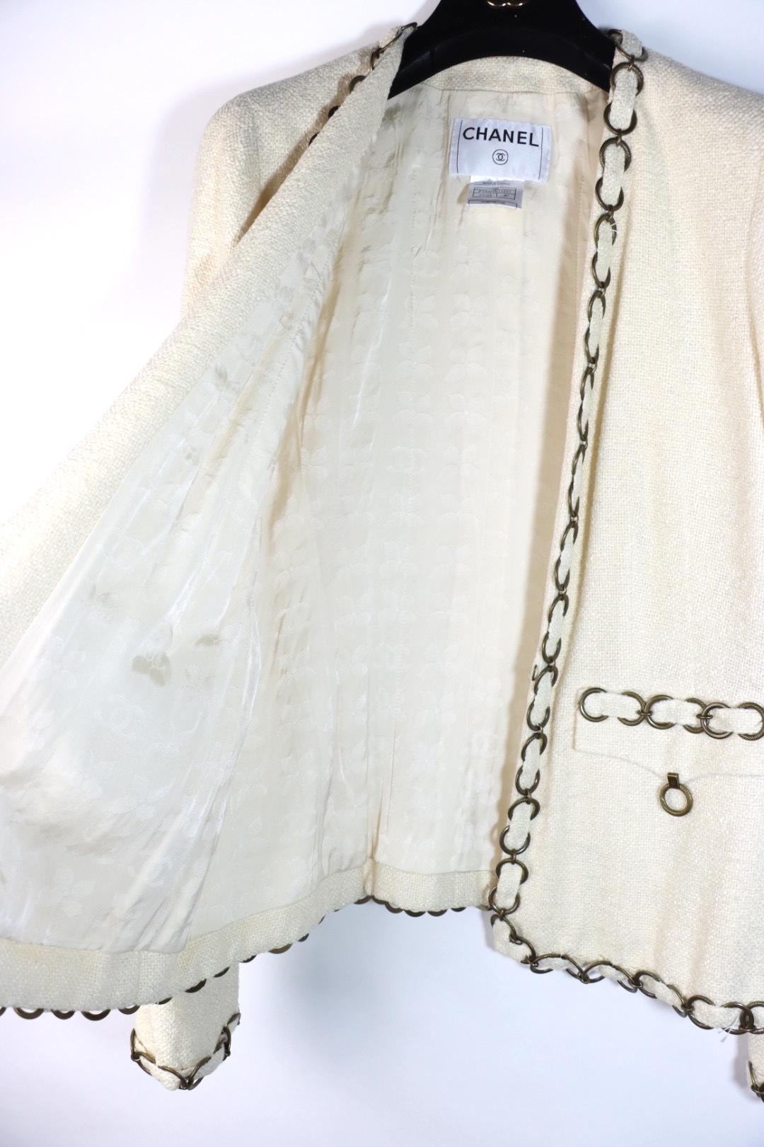 Vintage 2002 Chanel Chain White Jacket Pant Suit