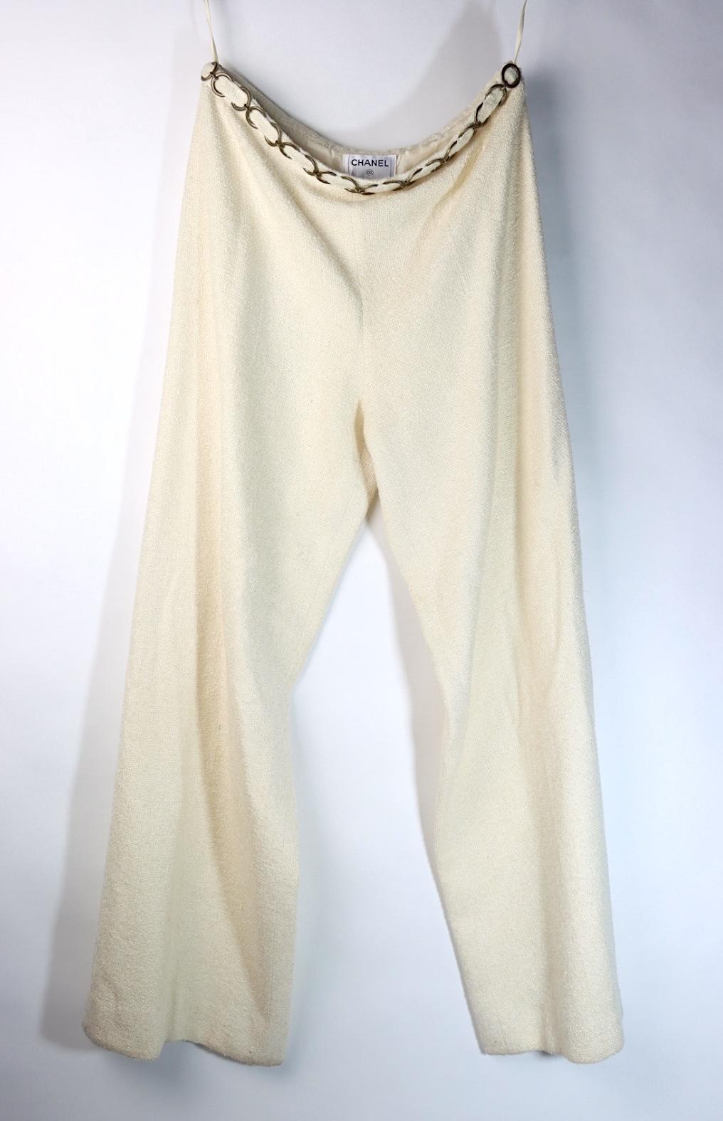 Vintage 2002 Chanel Chain White Jacket Pant Suit