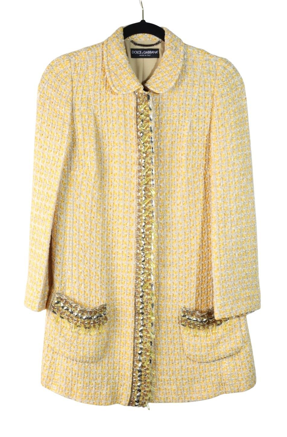 Vintage Dolce & Gabbana Yellow Tweed Embellished Jacket