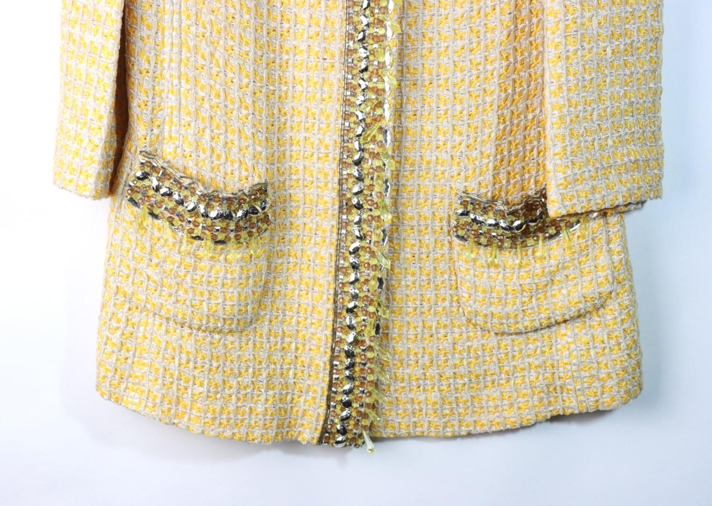 Vintage Dolce & Gabbana Yellow Tweed Embellished Jacket