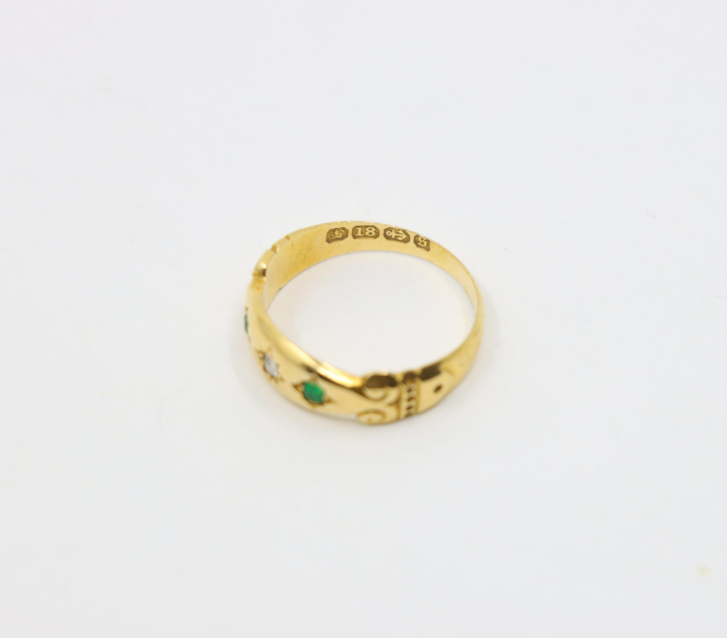 Antique 18K Gold Diamond Emerald Ring