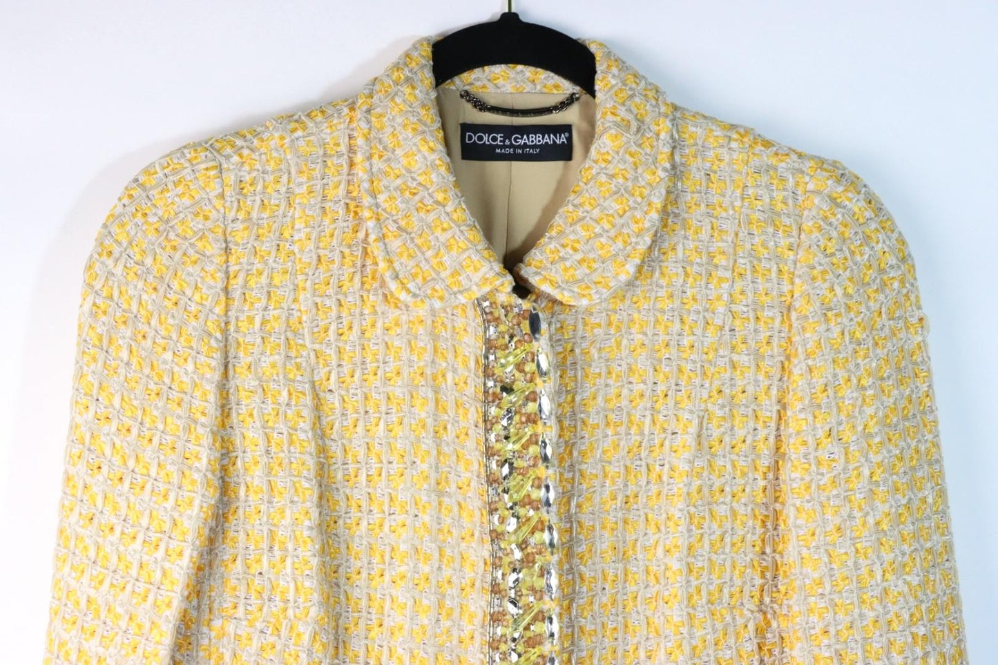 Vintage Dolce & Gabbana Yellow Tweed Embellished Jacket