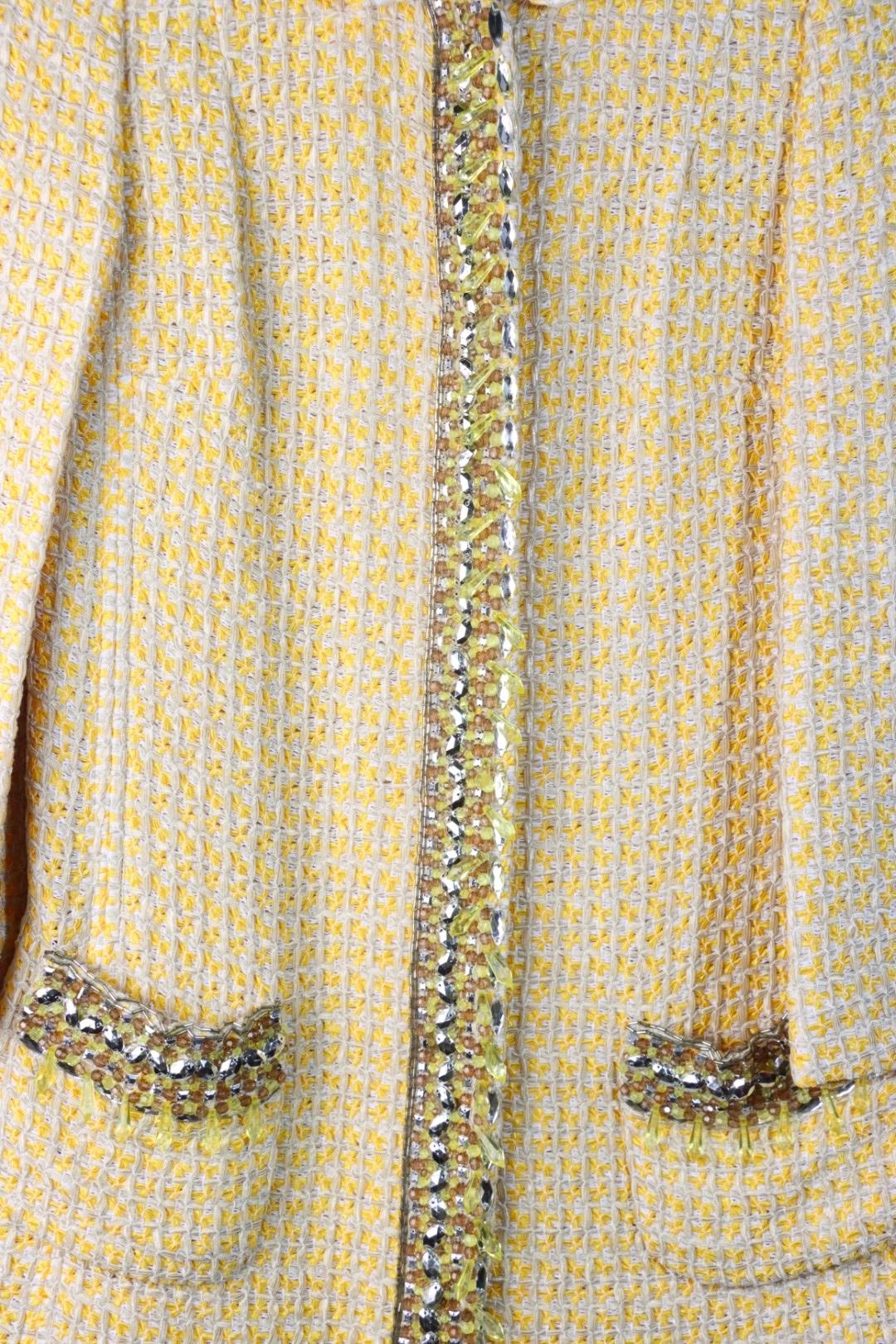 Vintage Dolce & Gabbana Yellow Tweed Embellished Jacket