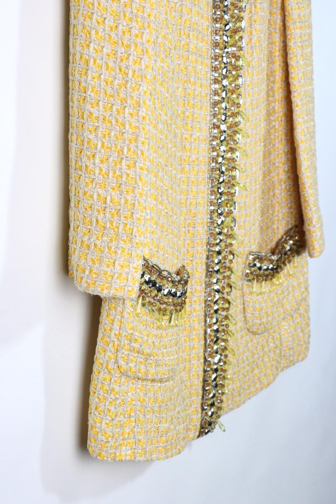 Vintage Dolce & Gabbana Yellow Tweed Embellished Jacket