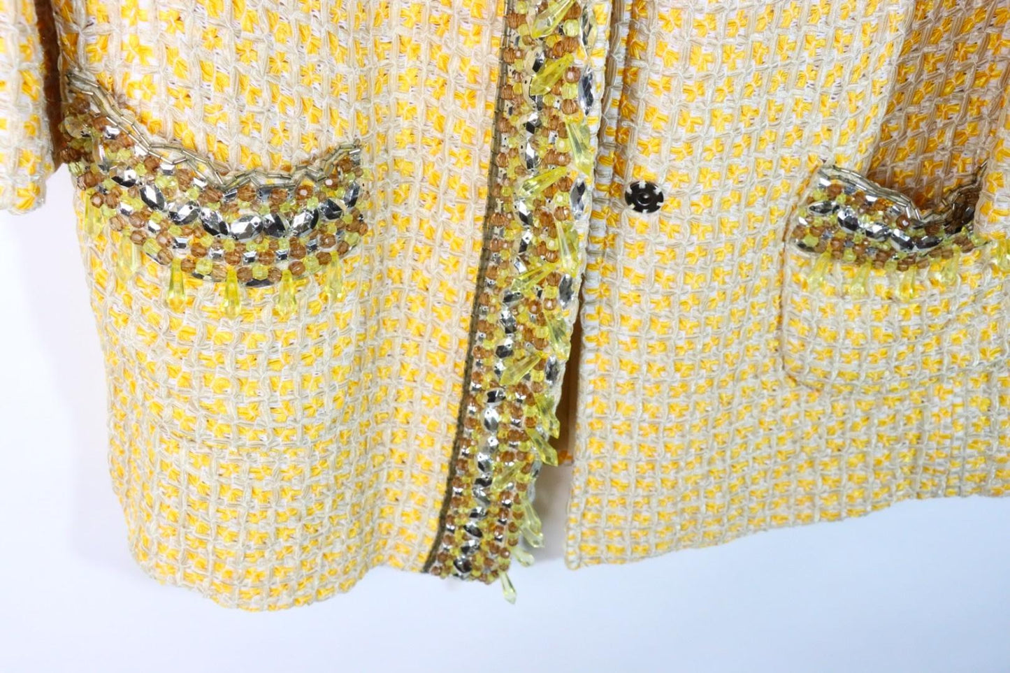 Vintage Dolce & Gabbana Yellow Tweed Embellished Jacket