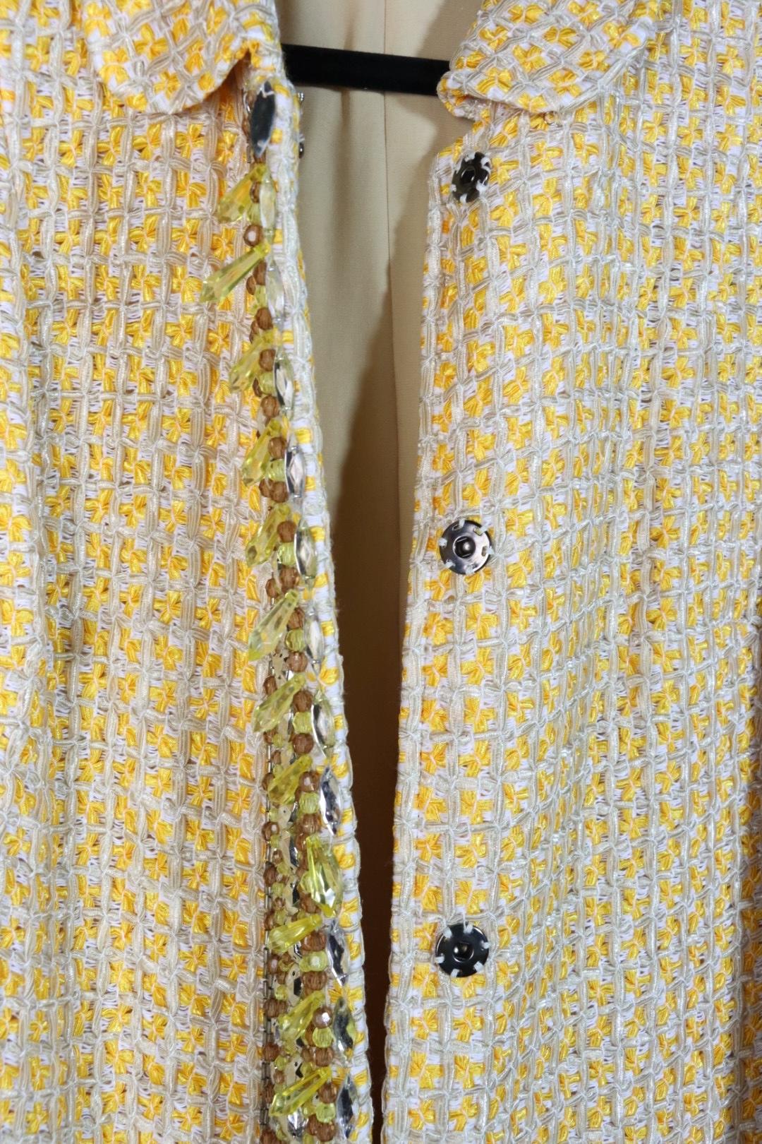 Vintage Dolce & Gabbana Yellow Tweed Embellished Jacket