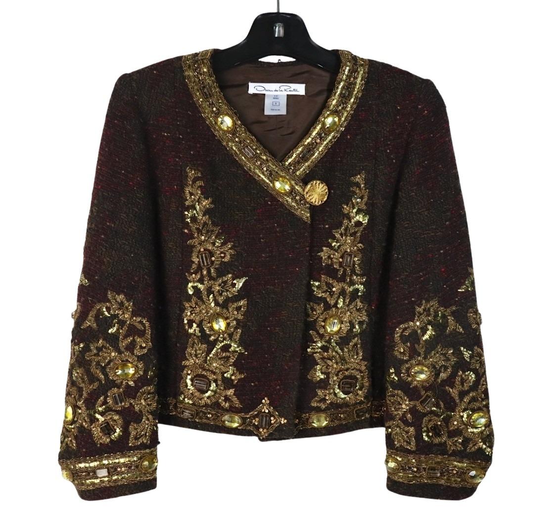 Vintage Oscar De La Renta Black Gold Embellished Jacket