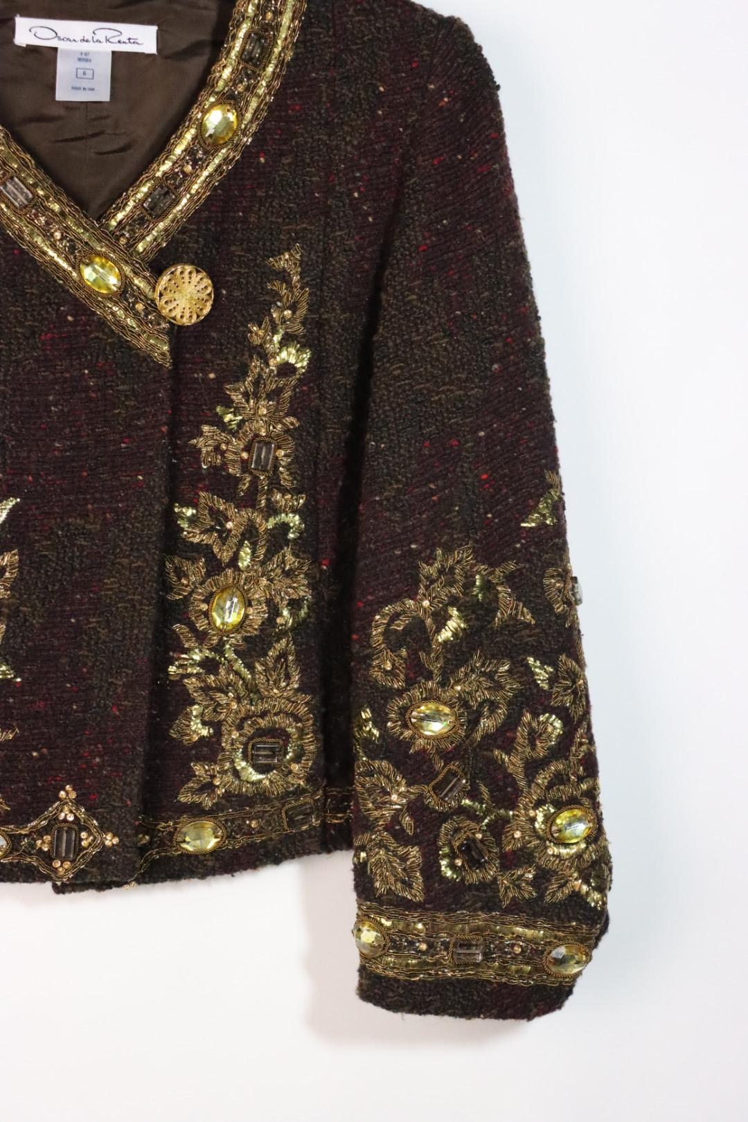 Vintage Oscar De La Renta Black Gold Embellished Jacket