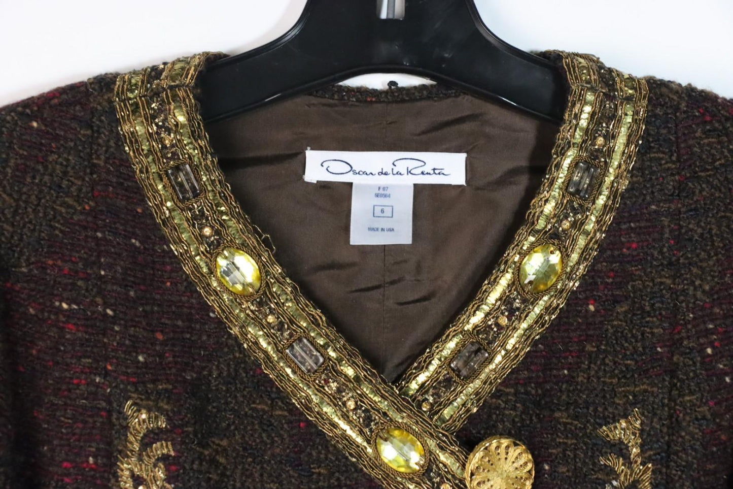 Vintage Oscar De La Renta Black Gold Embellished Jacket