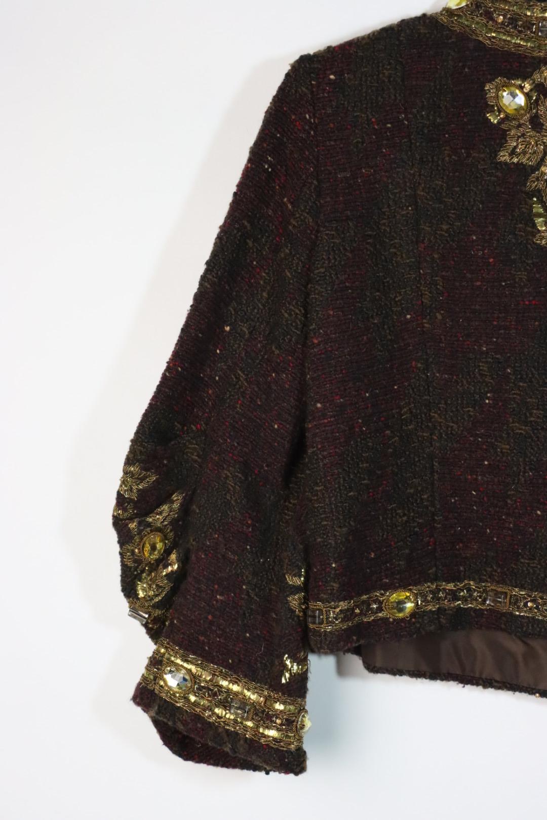 Vintage Oscar De La Renta Black Gold Embellished Jacket