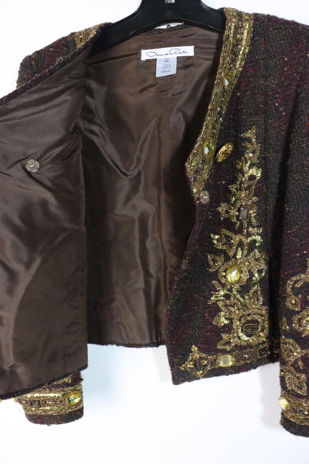 Vintage Oscar De La Renta Black Gold Embellished Jacket