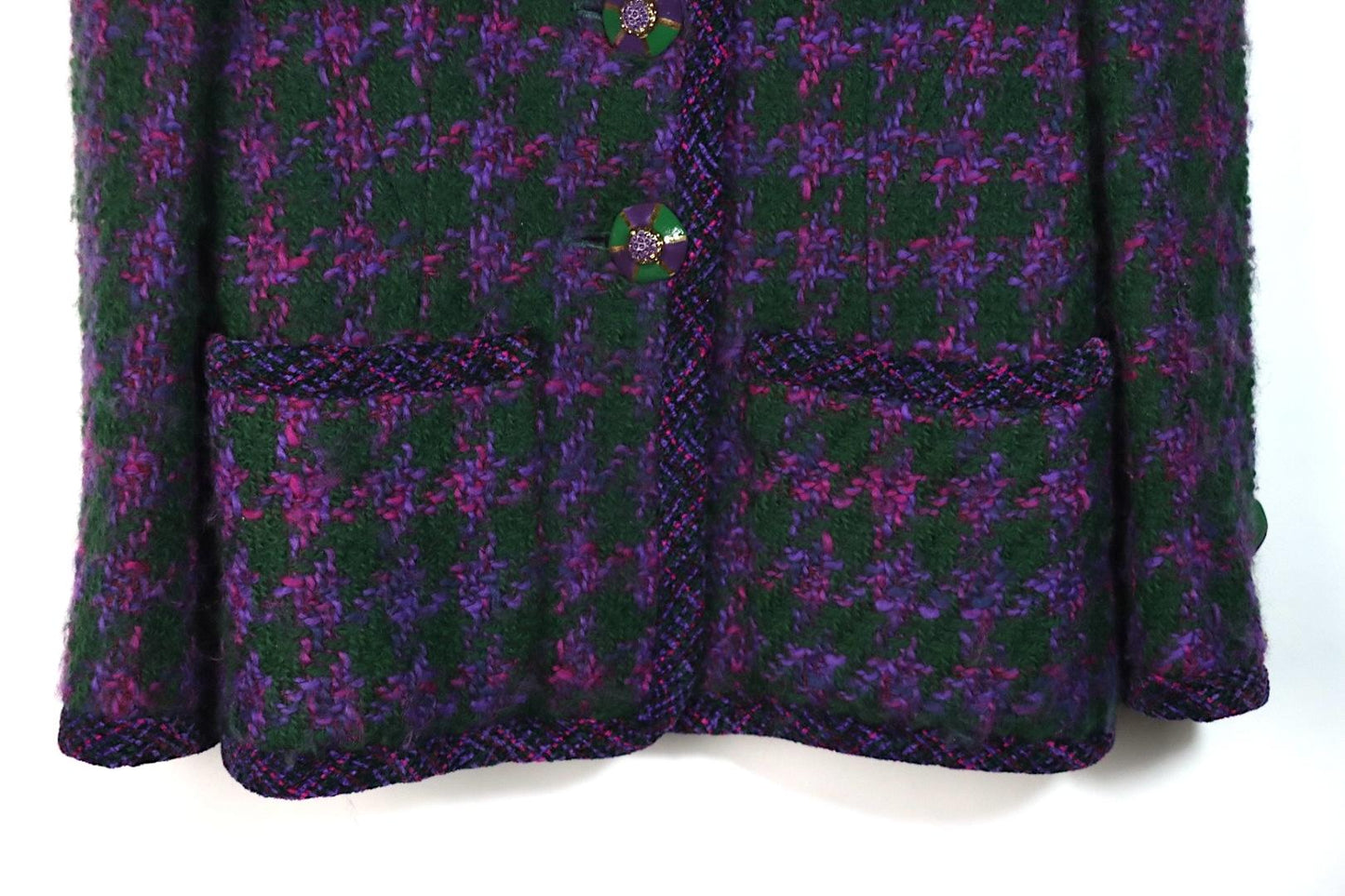 Vintage Oscar De La Renta Purple & Green Tweed Jacket & Skirt Suit