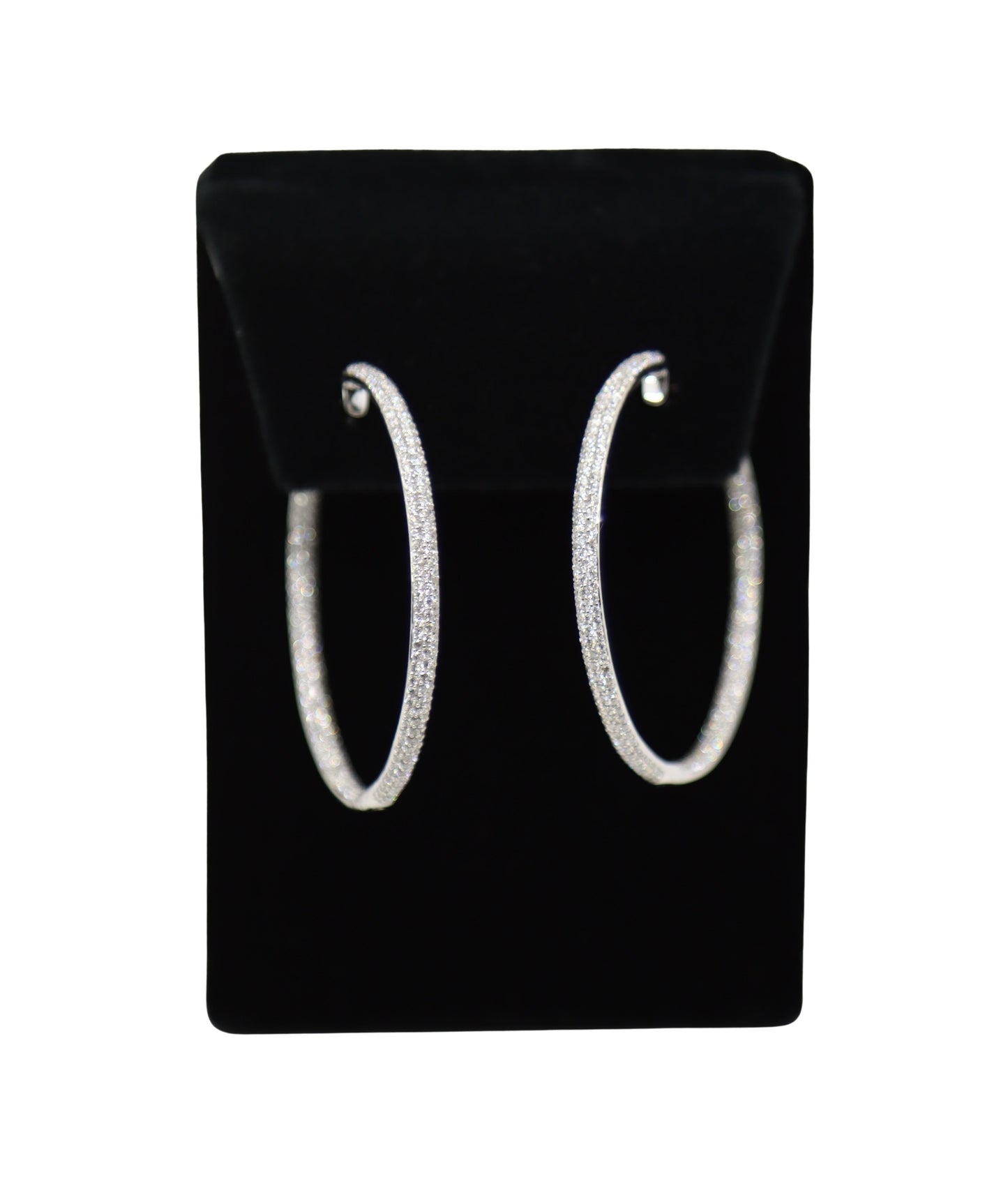 18K White Gold Diamond Large Hoop Earrings