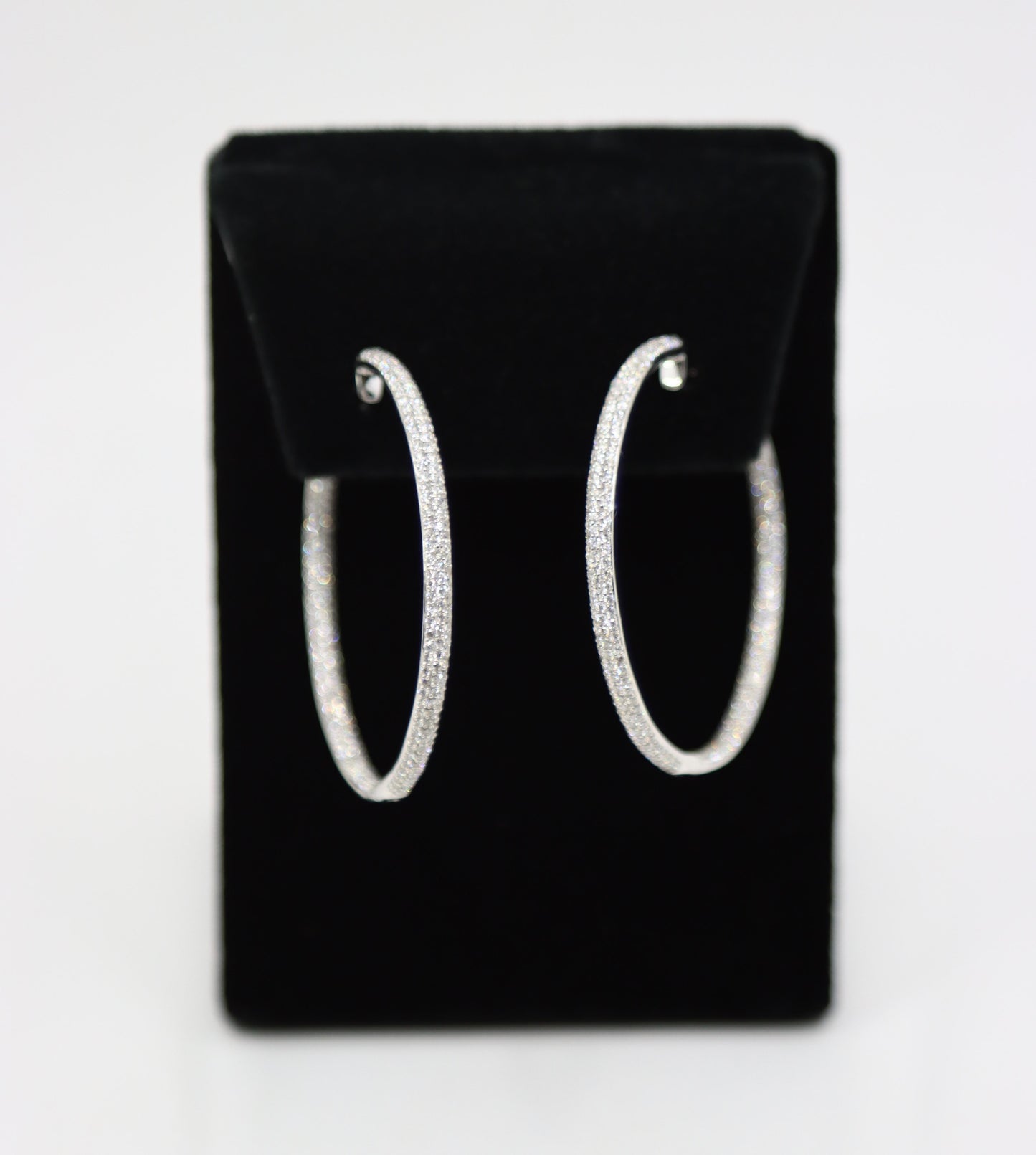 18K White Gold Diamond Large Hoop Earrings