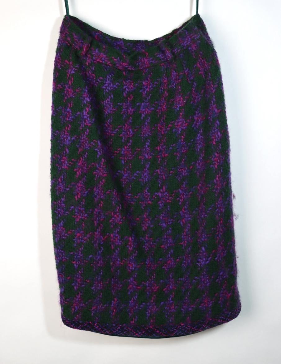 Vintage Oscar De La Renta Purple & Green Tweed Jacket & Skirt Suit