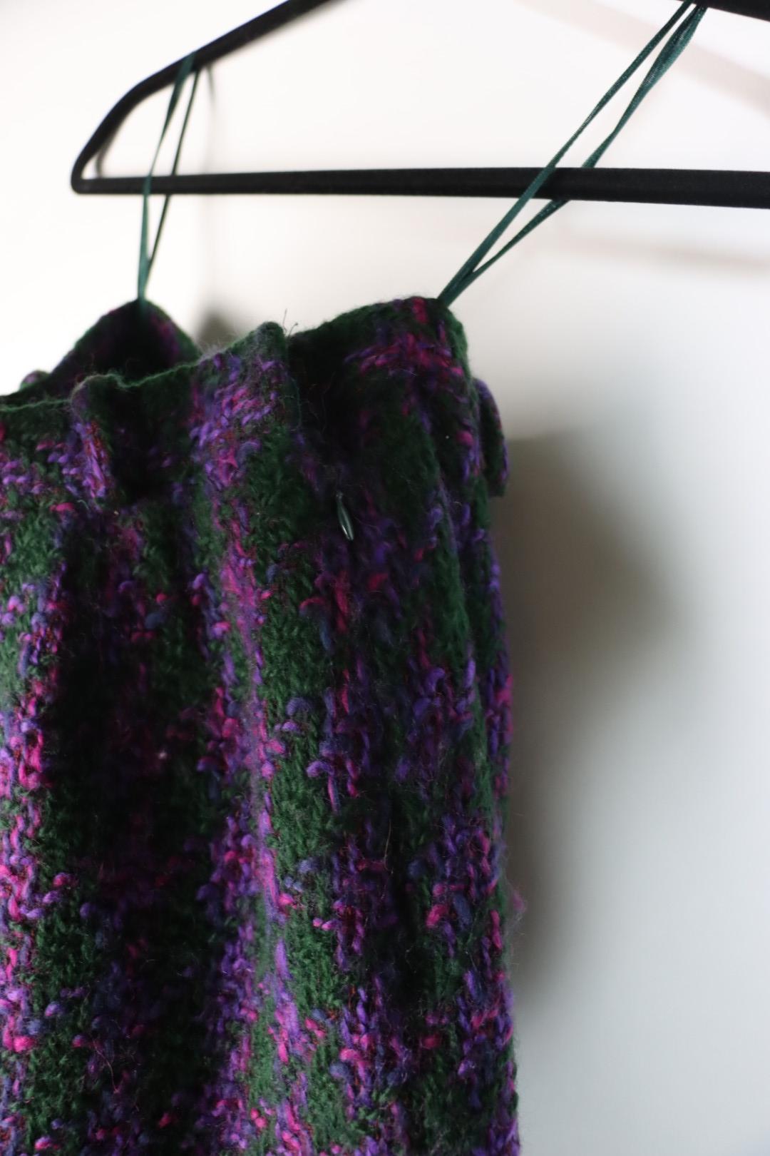 Vintage Oscar De La Renta Purple & Green Tweed Jacket & Skirt Suit