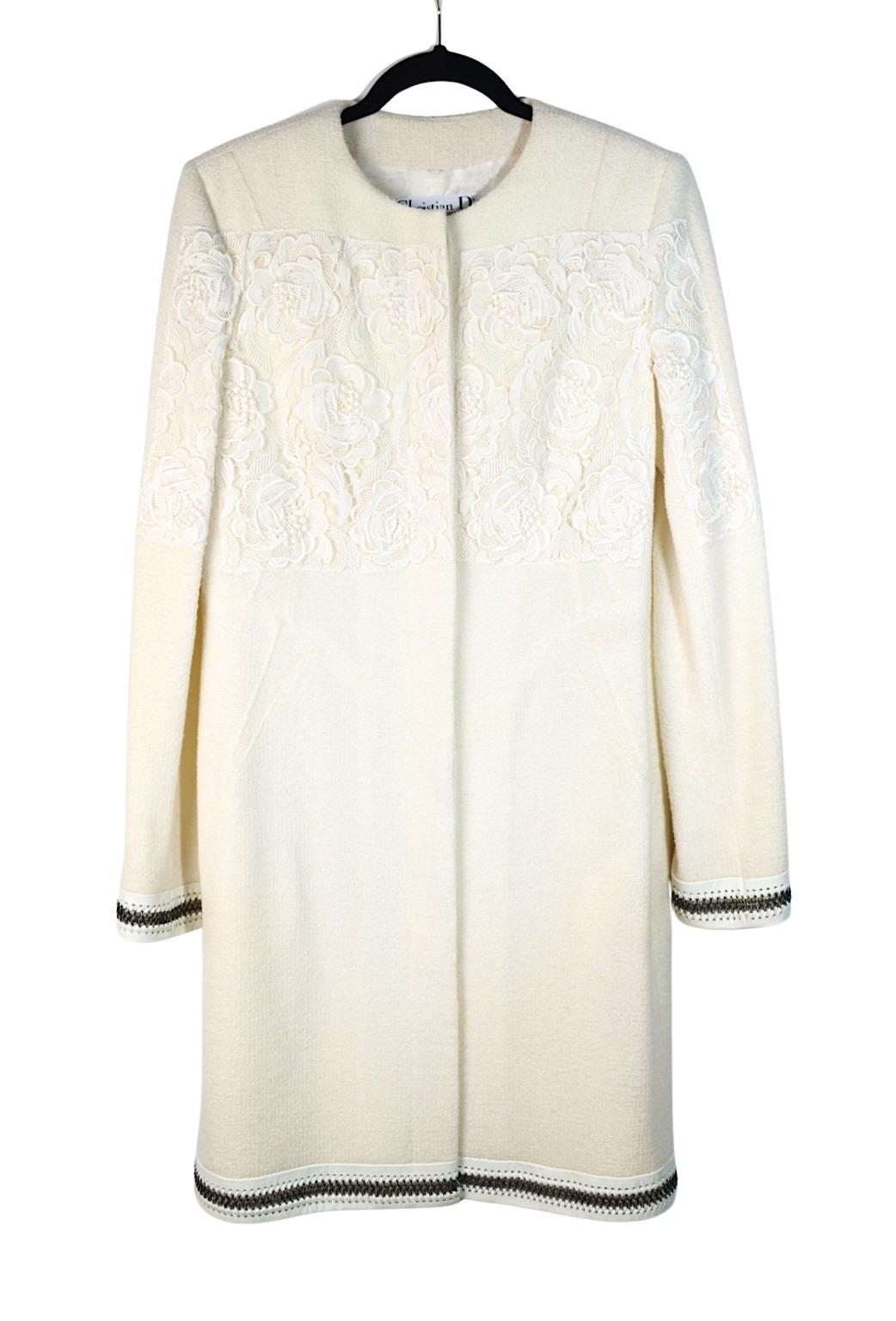 Vintage Dior Lace Flower White Jacket & Skirt Suit