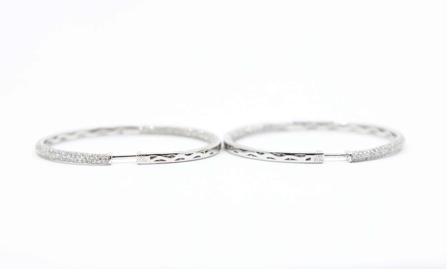 18K White Gold Diamond Large Hoop Earrings