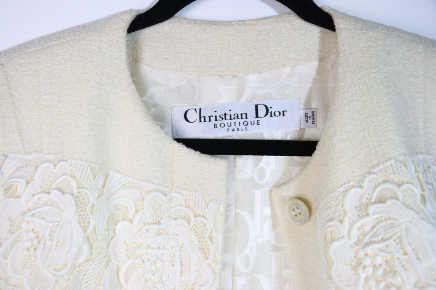 Vintage Dior Lace Flower White Jacket & Skirt Suit