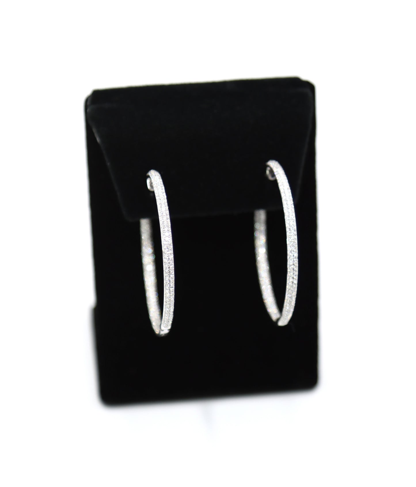 18K White Gold Diamond Large Hoop Earrings