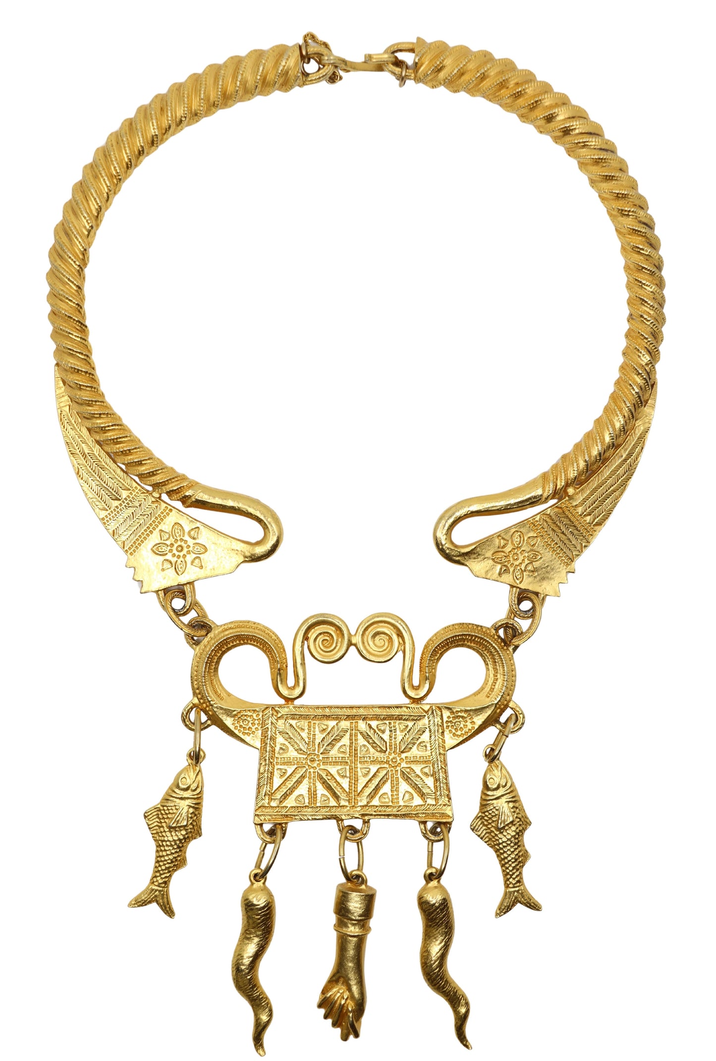 Vintage Alexis Kirk Gold Tone Festoon Bib Choker