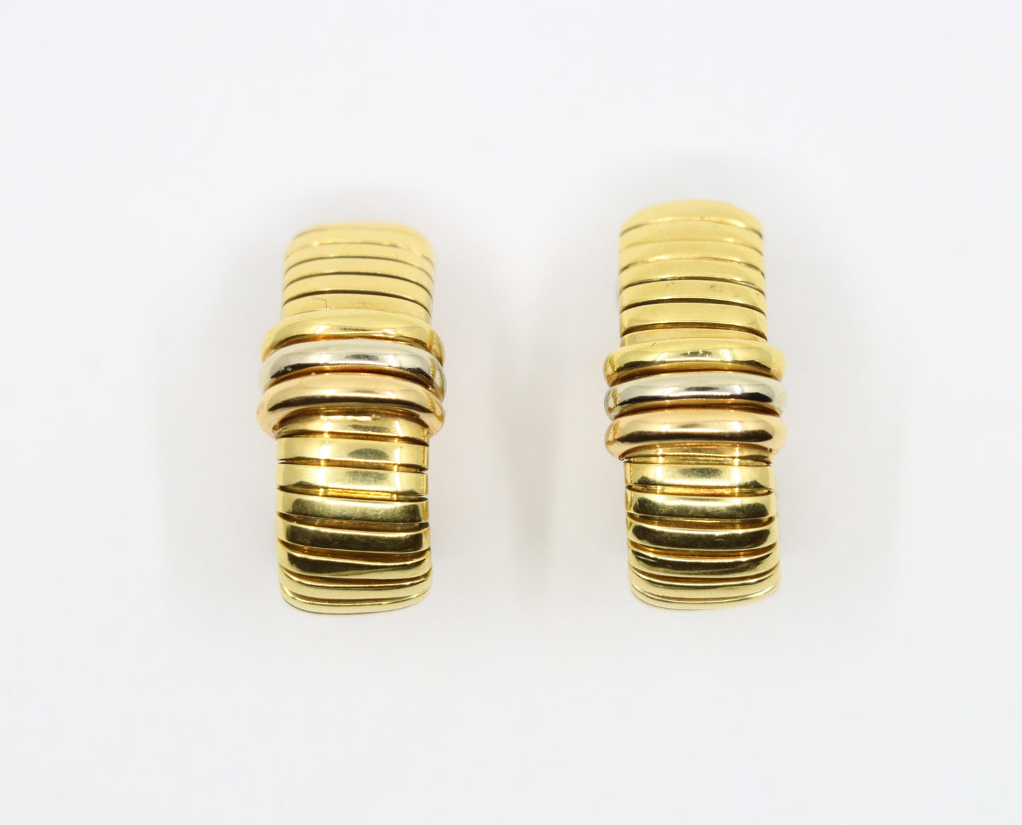Vintage Cartier 18K Yellow & White Gold Tubogas Earrings