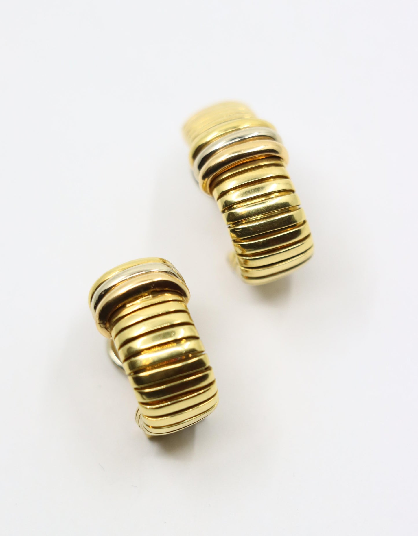 Vintage Cartier 18K Yellow & White Gold Tubogas Earrings