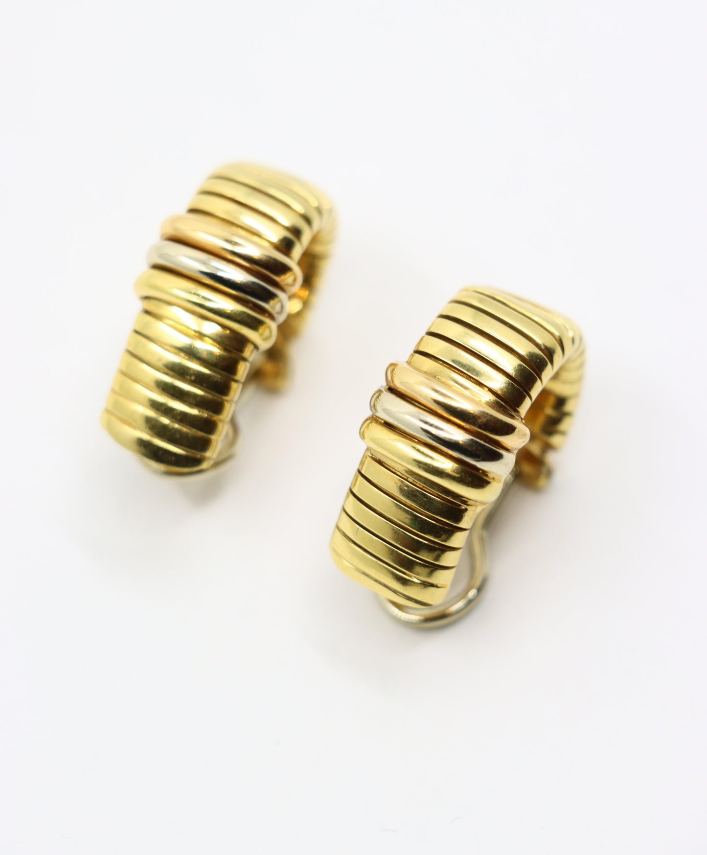 Vintage Cartier 18K Yellow & White Gold Tubogas Earrings