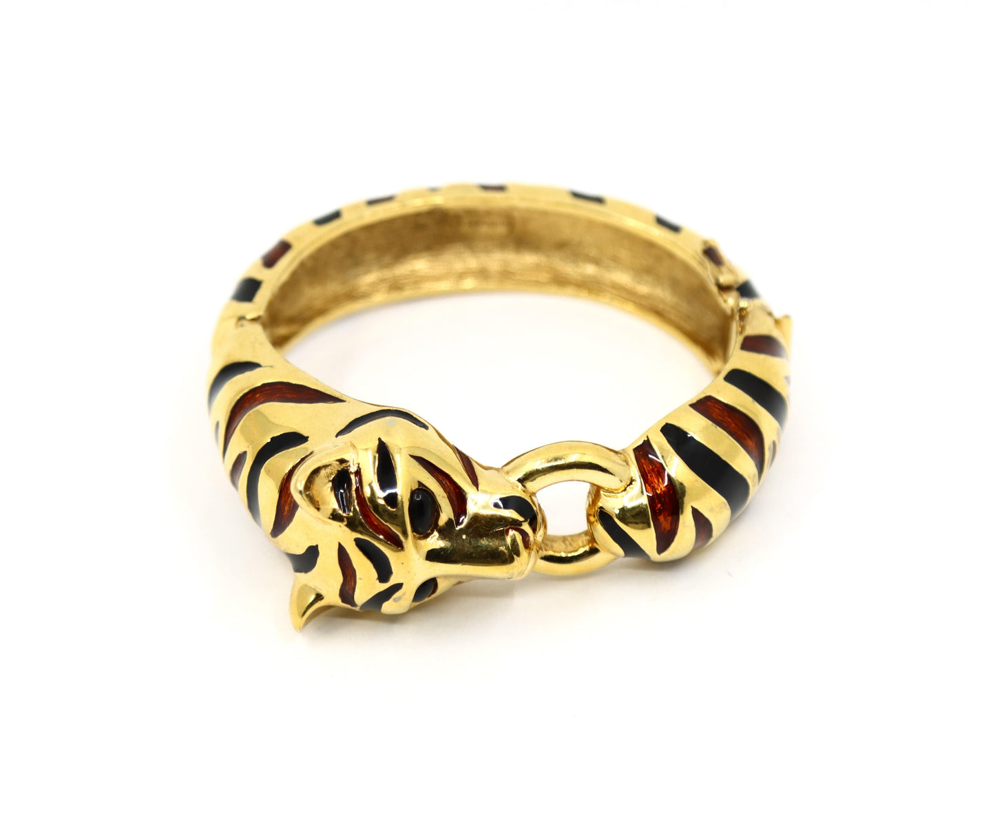 Vintage Ciner Gold Tone Enamel Tiger Bracelet